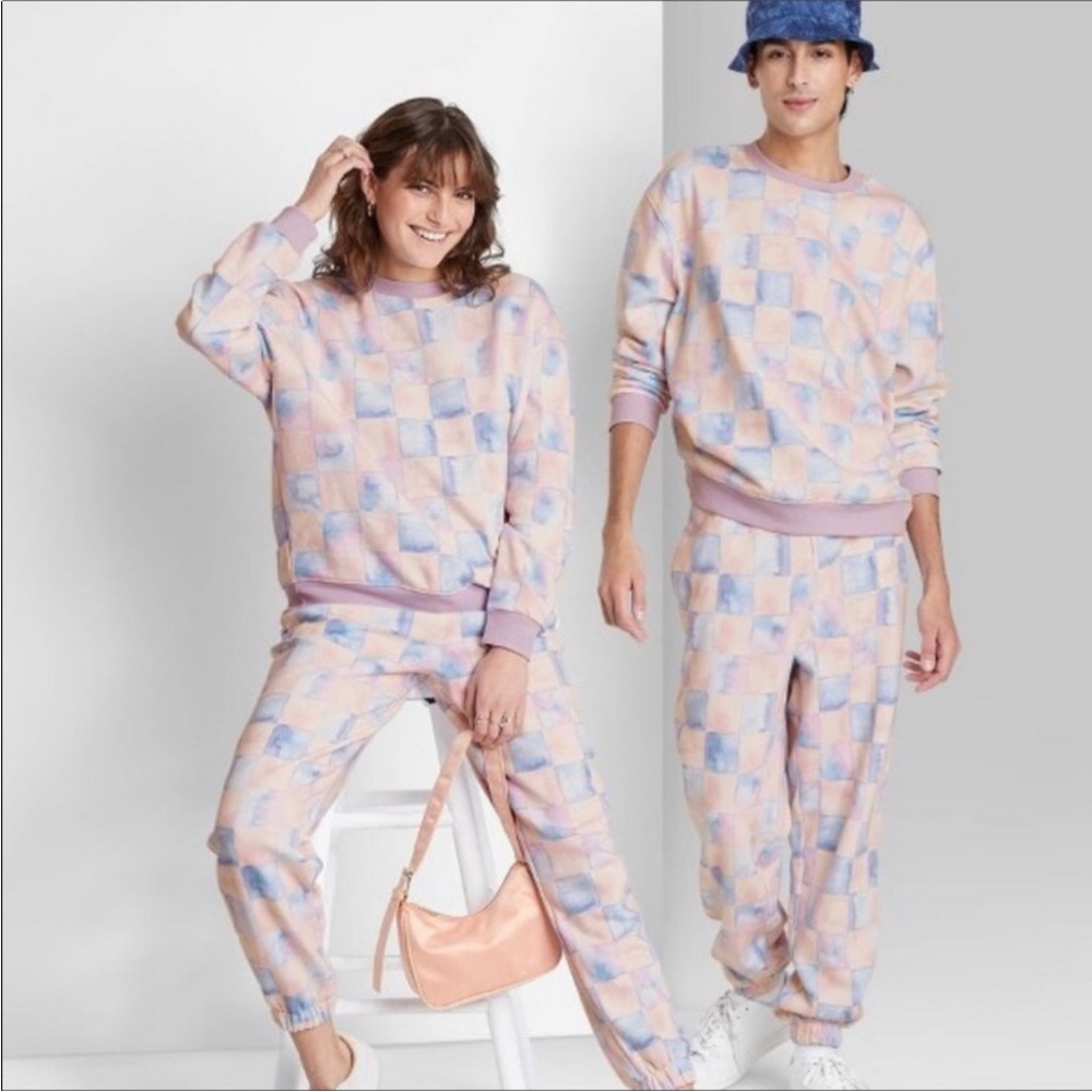 Wild Fable Pastel Watercolor Squares Sweatshirt oversized size XS